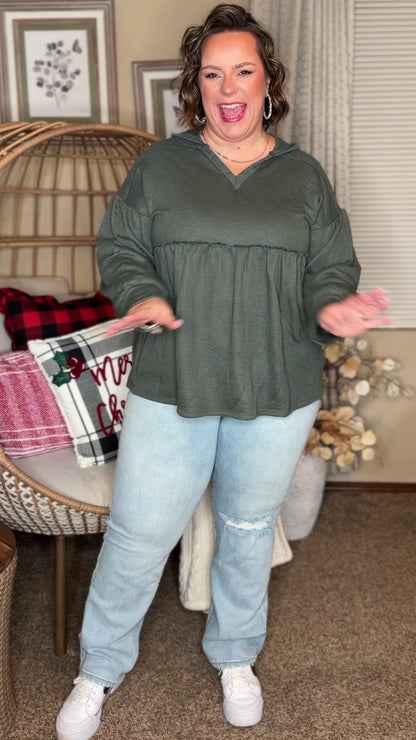 She's Not Wrong Hooded V-Neck Pullover