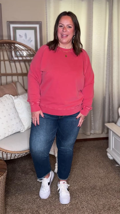 Daily Ease Mineral Wash Pullover in Ruby