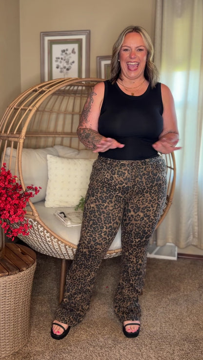 Roxy High Waist Bootcut Leopard Print