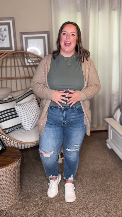 Michelle Mae Dalilah Dot Cardigan - Tan