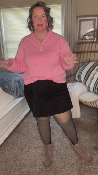 Bentli High Rise Side Tie Denim Skort in Black