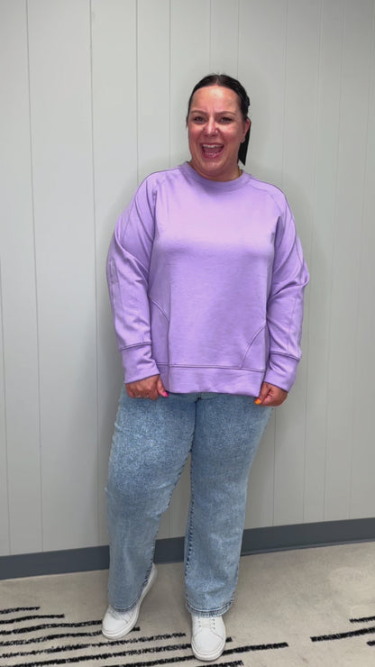 It's The Little Things Relaxed Scuba Pullover in Lavender