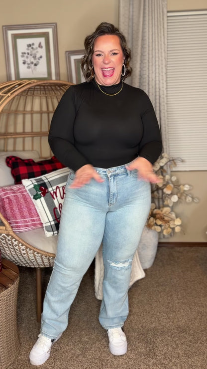 Simple Situation Mock Neck Bodysuit