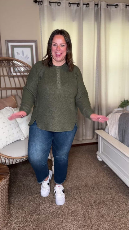 Urban Flux Scooped Hi-Low Long Pullover in Olive