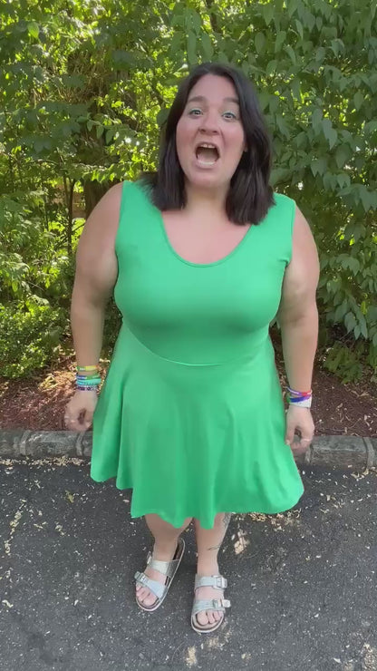 Gorgeous in Green Sleeveless Skort Dress