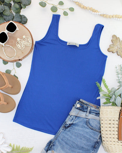Michelle Mae Rachel Ribbed Tank - Royal Blue