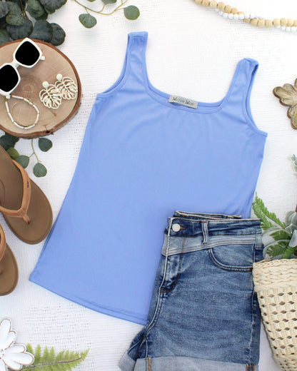 Michelle Mae Rachel Ribbed Tank -  Sky Blue