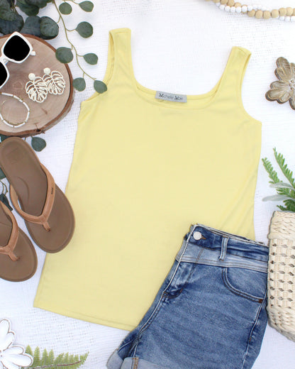 Michelle Mae Rachel Ribbed Tank - Yellow