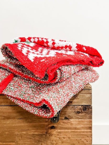 Michelle Mae Plush and Fuzzy Blanket - Holiday Chevron