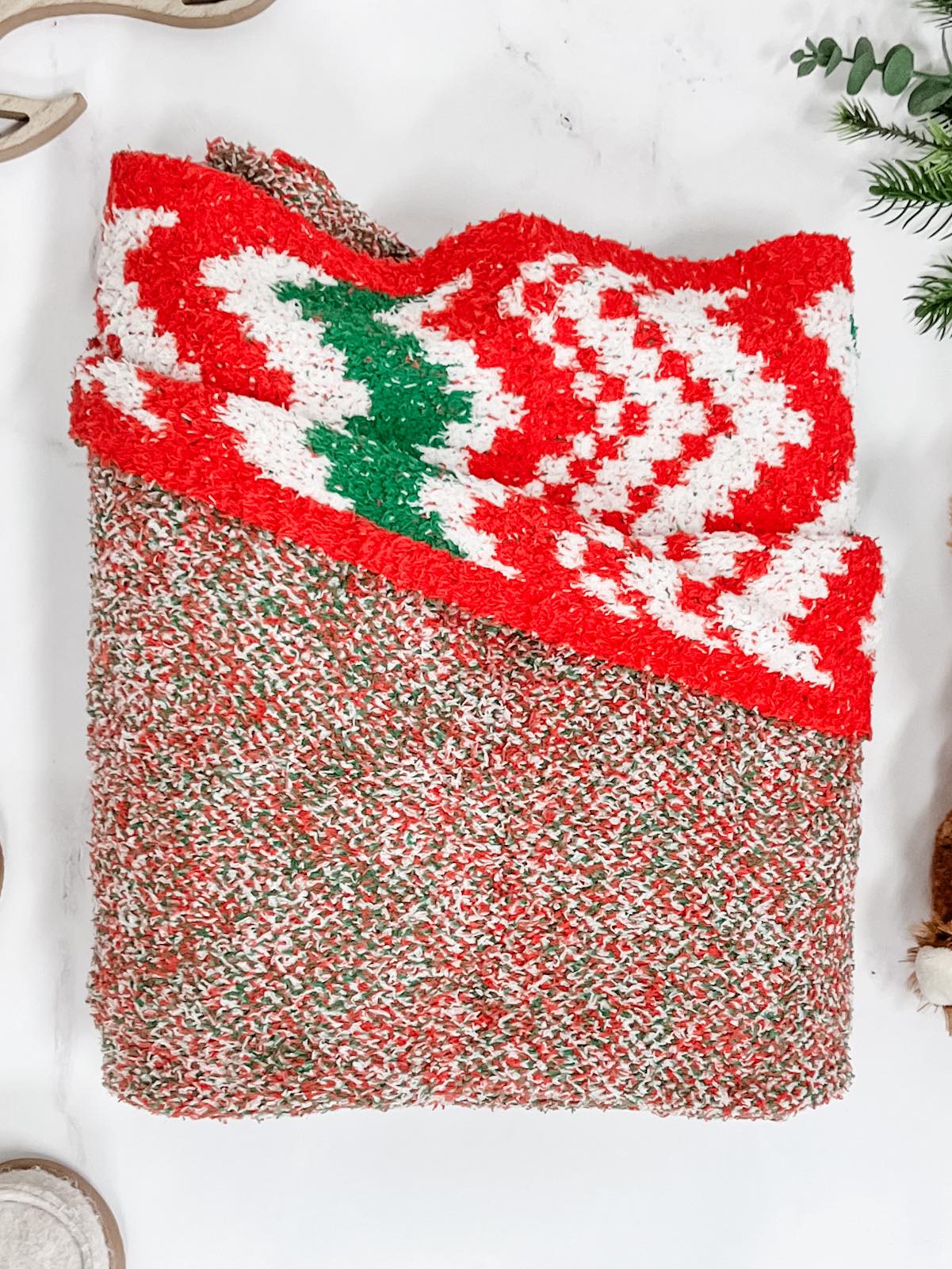 Michelle Mae Plush and Fuzzy Blanket - Holiday Chevron
