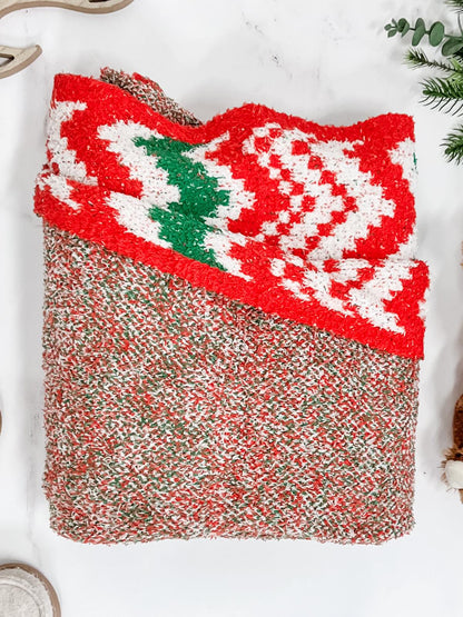 Michelle Mae Plush and Fuzzy Blanket - Holiday Chevron