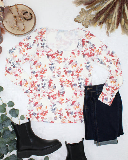 Michelle Mae Alyssa Long Sleeve Top - Autumn Watercolor