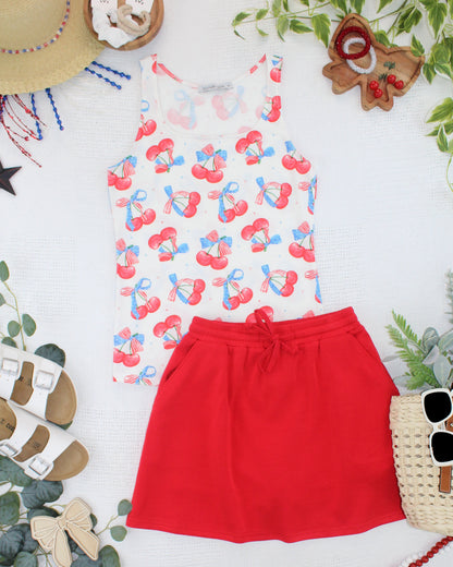 Michelle Mae Romy Tank - Patriotic Cherries