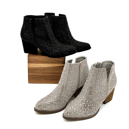 Shine Star Rhinestone Bootie in Silver