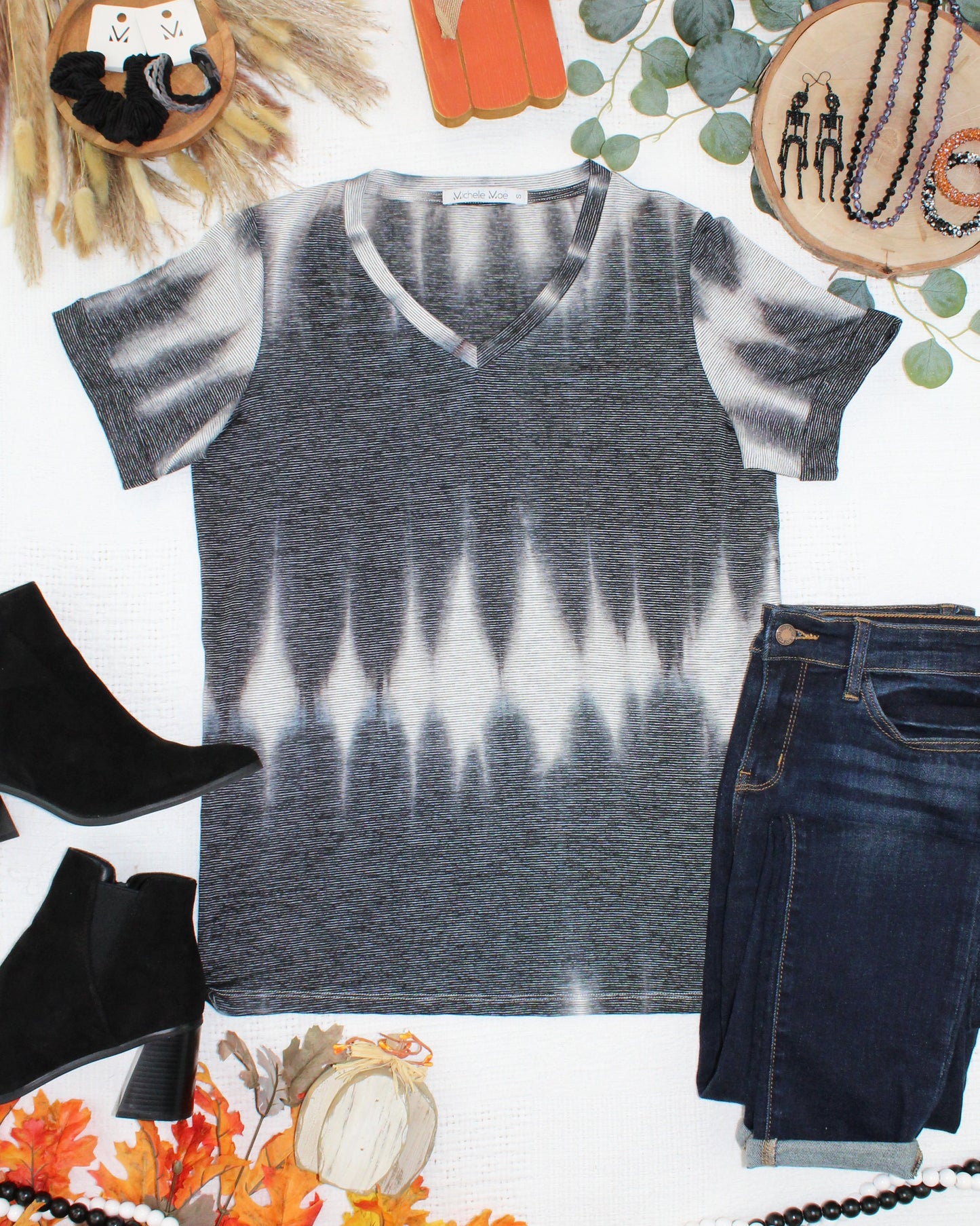 Michelle Mae Sophie Top - Ombre Micro Stripes Midnight and White
