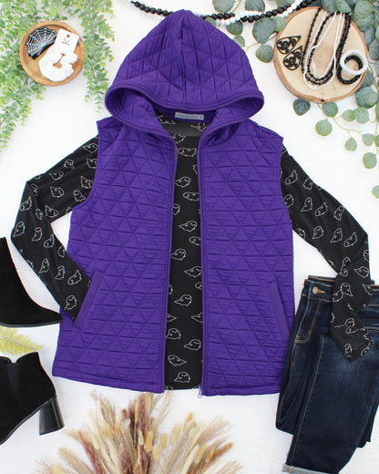 Michelle Mae Heather Geometric Hooded Vest - Purple