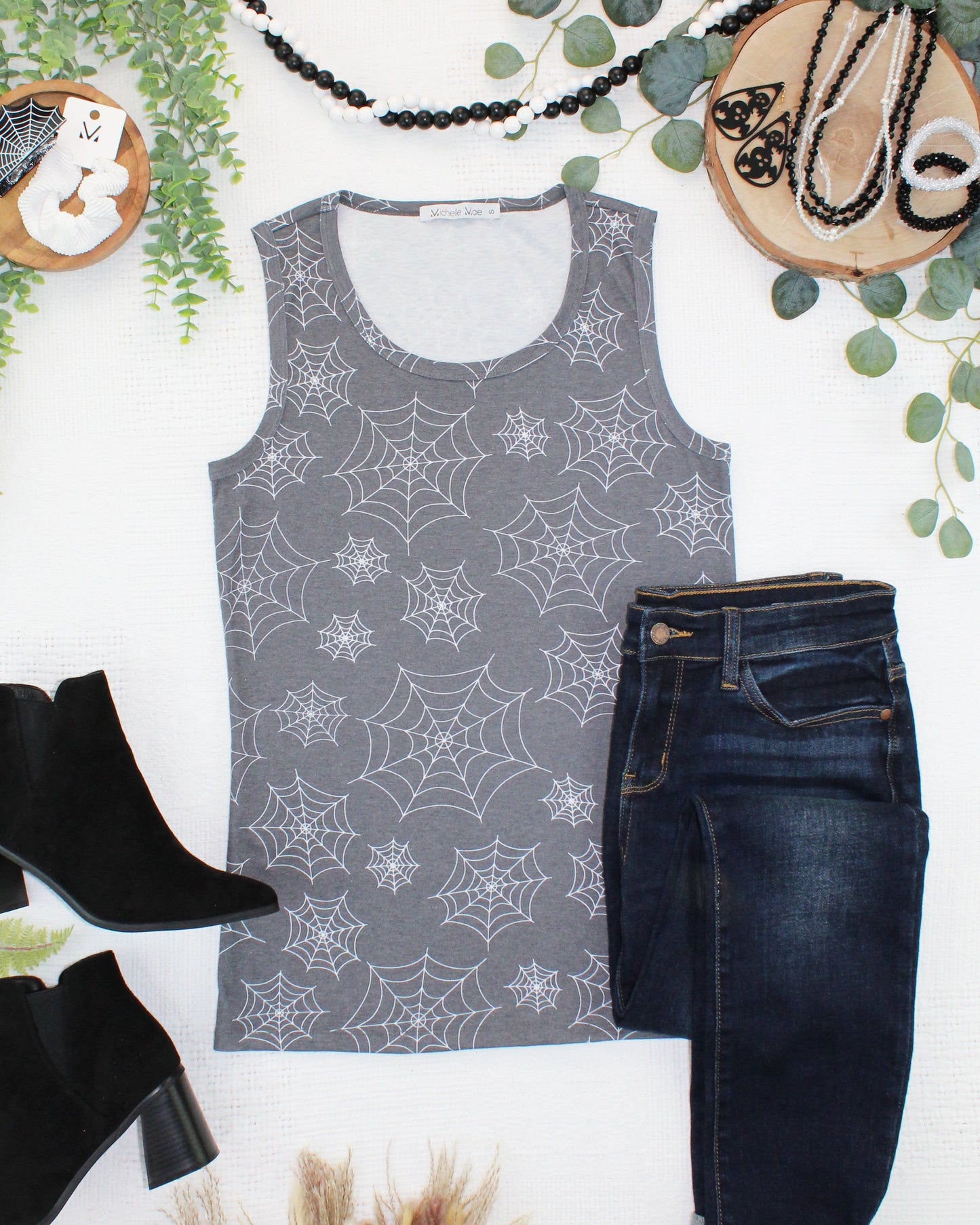 Michelle Mae Ava Tank - Faded Black Webs