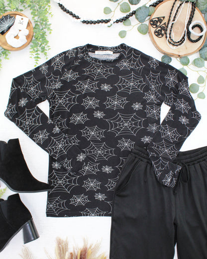 Michelle Mae  Blair Long Sleeve Top - Midnight Webs