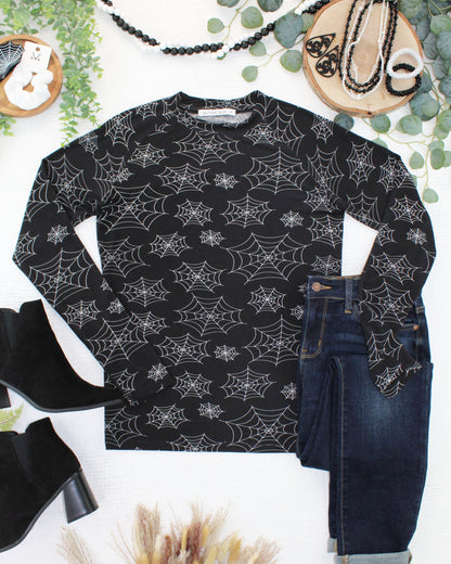 Michelle Mae  Blair Long Sleeve Top - Midnight Webs