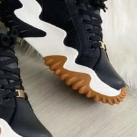 PREORDER- Lace-Up PU Leather Platform Sneakers