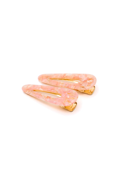 2 Pack Teardrop Hair Clip in Pink Shell **FINAL SALE**