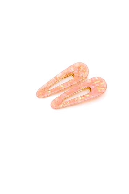 2 Pack Teardrop Hair Clip in Pink Shell **FINAL SALE**