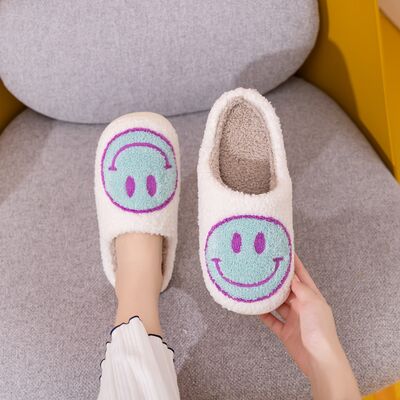 Melody Smiley Face Slippers-Light Blue