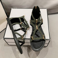 PREORDER- Open Toe Back Zipper Flat Sandals