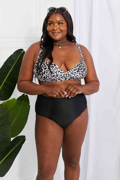 Marina West Take A Dip Twist High-Rise Bikini in Leopard