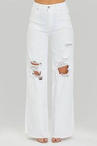 Risen High Rise Distressed Wide Leg Dad Jeans