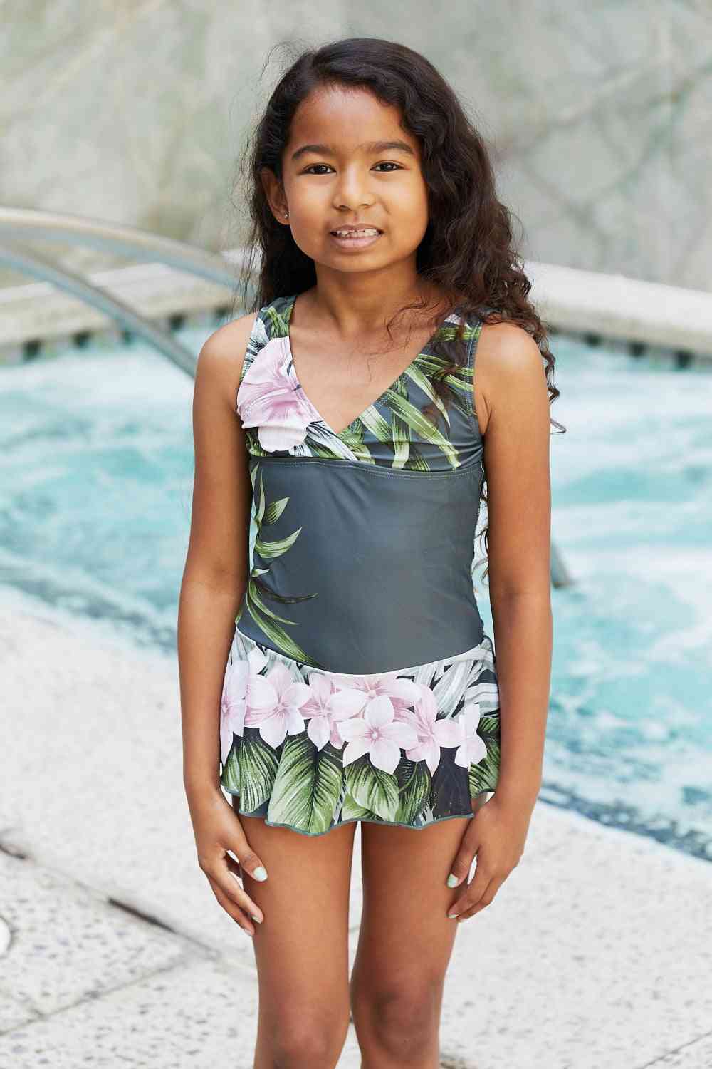 YOUTH Marina West Clear Waters Swim Dress in Aloha Forest