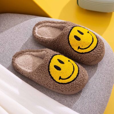 Melody Smiley Face Slippers-Yellow