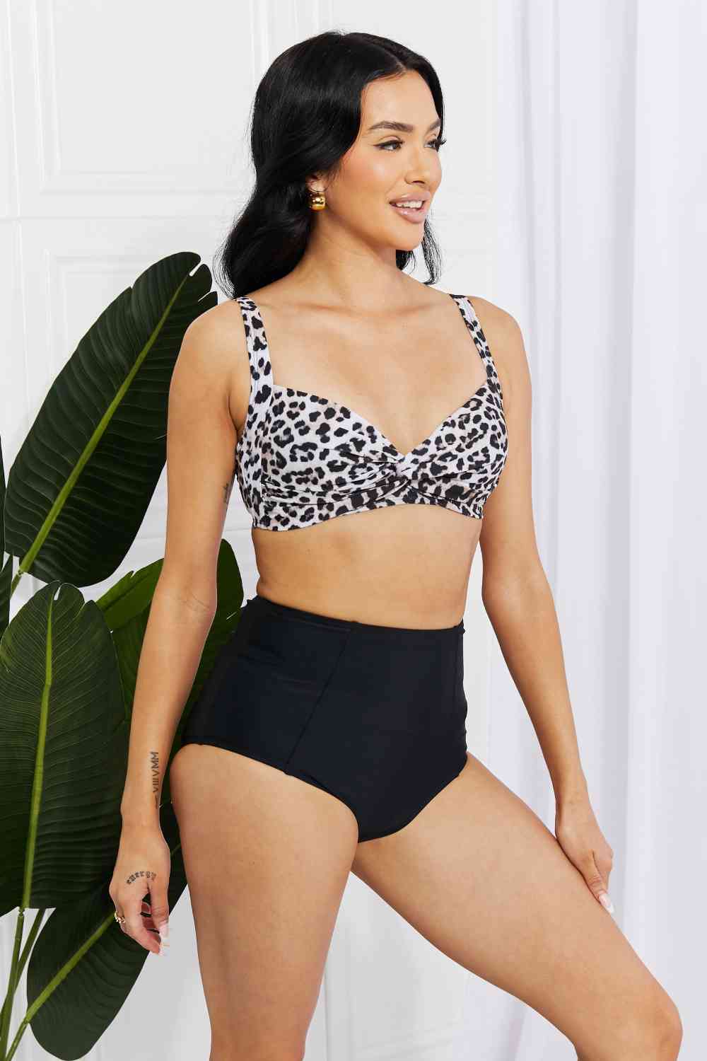 Marina West Take A Dip Twist High-Rise Bikini in Leopard