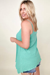 Petal Dew Henley V-Neck & Lettuce Hem Cami Top