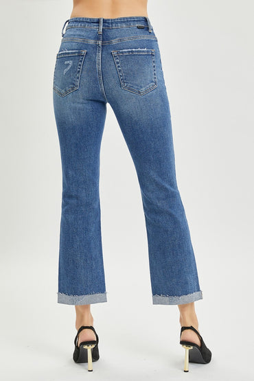 Florence Button Fly Cropped Bootcut Jeans