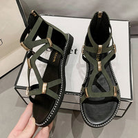 PREORDER- Open Toe Back Zipper Flat Sandals