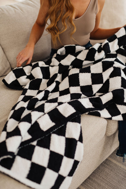 Penny Blanket Single Cuddle Size in Black Check **FINAL SALE**