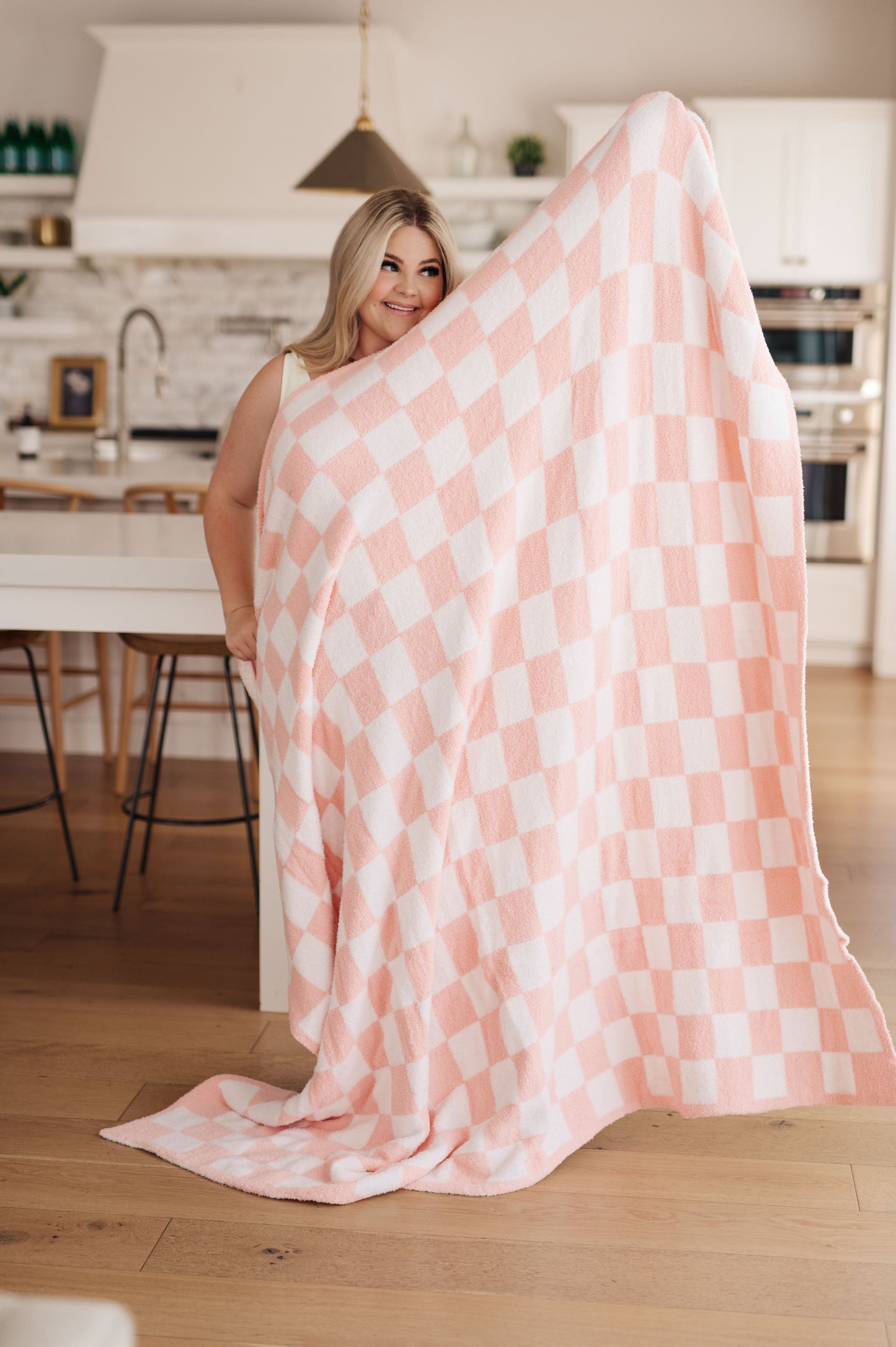 Penny Blanket Single Cuddle Size in Pink Check **FINAL SALE**