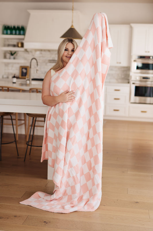 Penny Blanket Single Cuddle Size in Pink Check **FINAL SALE**