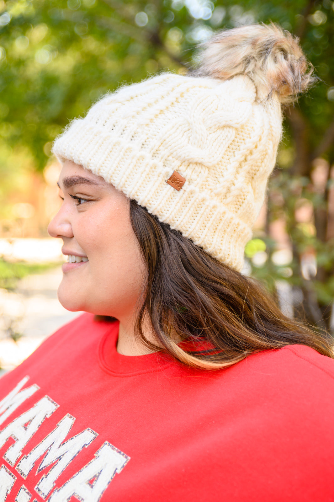 Cable Knit Cuffed Beanie In Ivory **FINAL SALE**