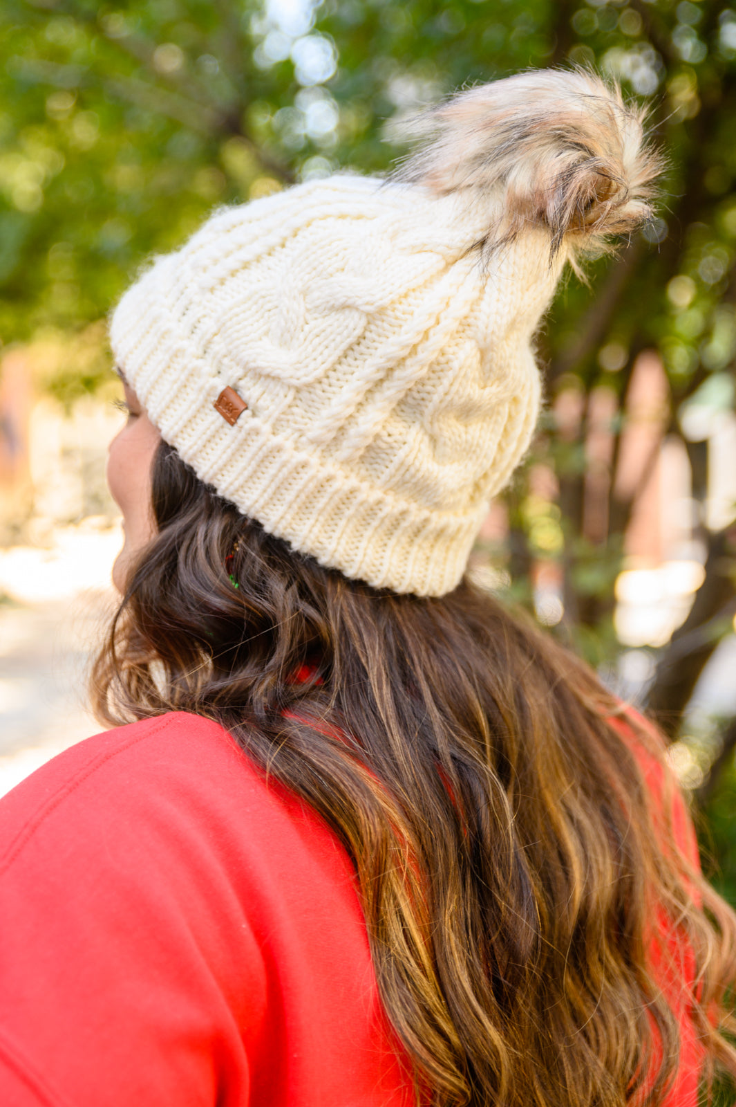 Cable Knit Cuffed Beanie In Ivory **FINAL SALE**