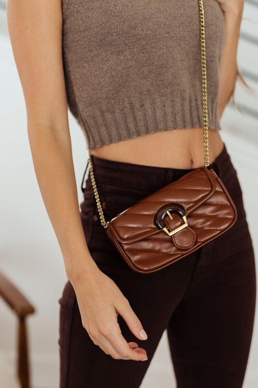 Classic Beauty Quilted Clutch in Brown **FINAL SALE**