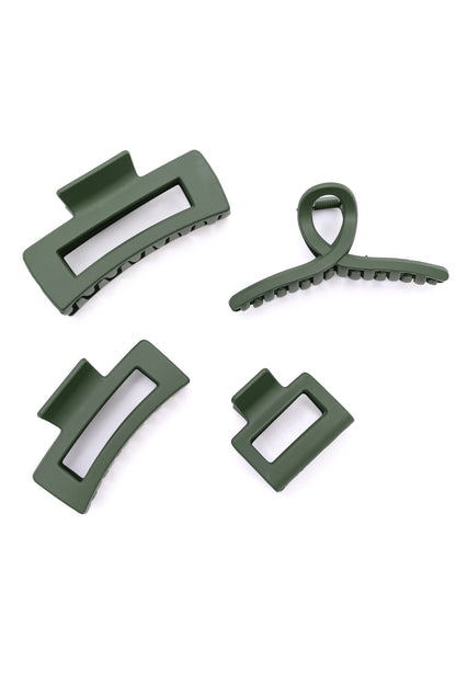 Claw Clip Set of 4 in Forest Green **FINAL SALE**