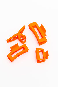 Claw Clip Set of 4 in Orange **FINAL SALE**
