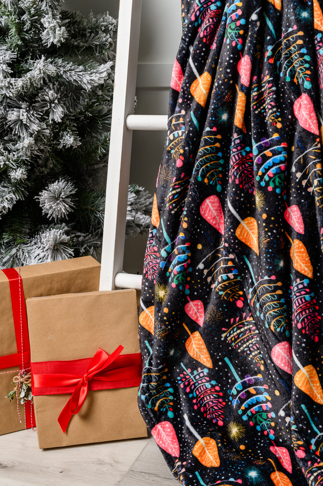 Holiday Fleece Blanket in Neon Trees **FINAL SALE**