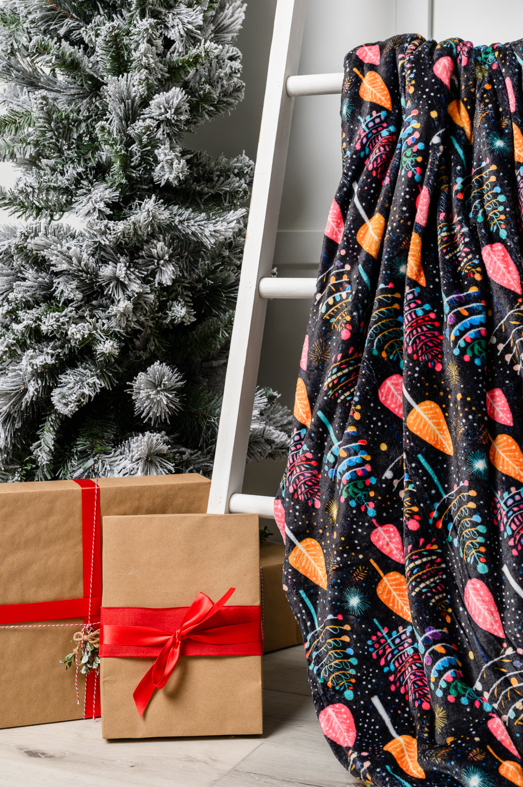 Holiday Fleece Blanket in Neon Trees **FINAL SALE**