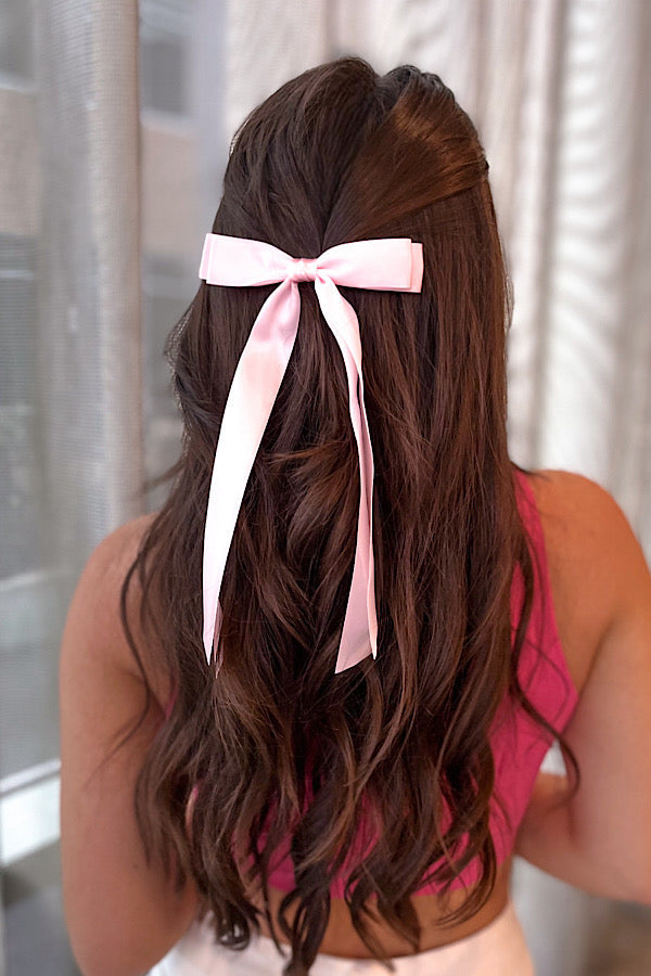Take a Bow Pink Satin Hair Bow - ETA 3/5 **FINAL SALE**