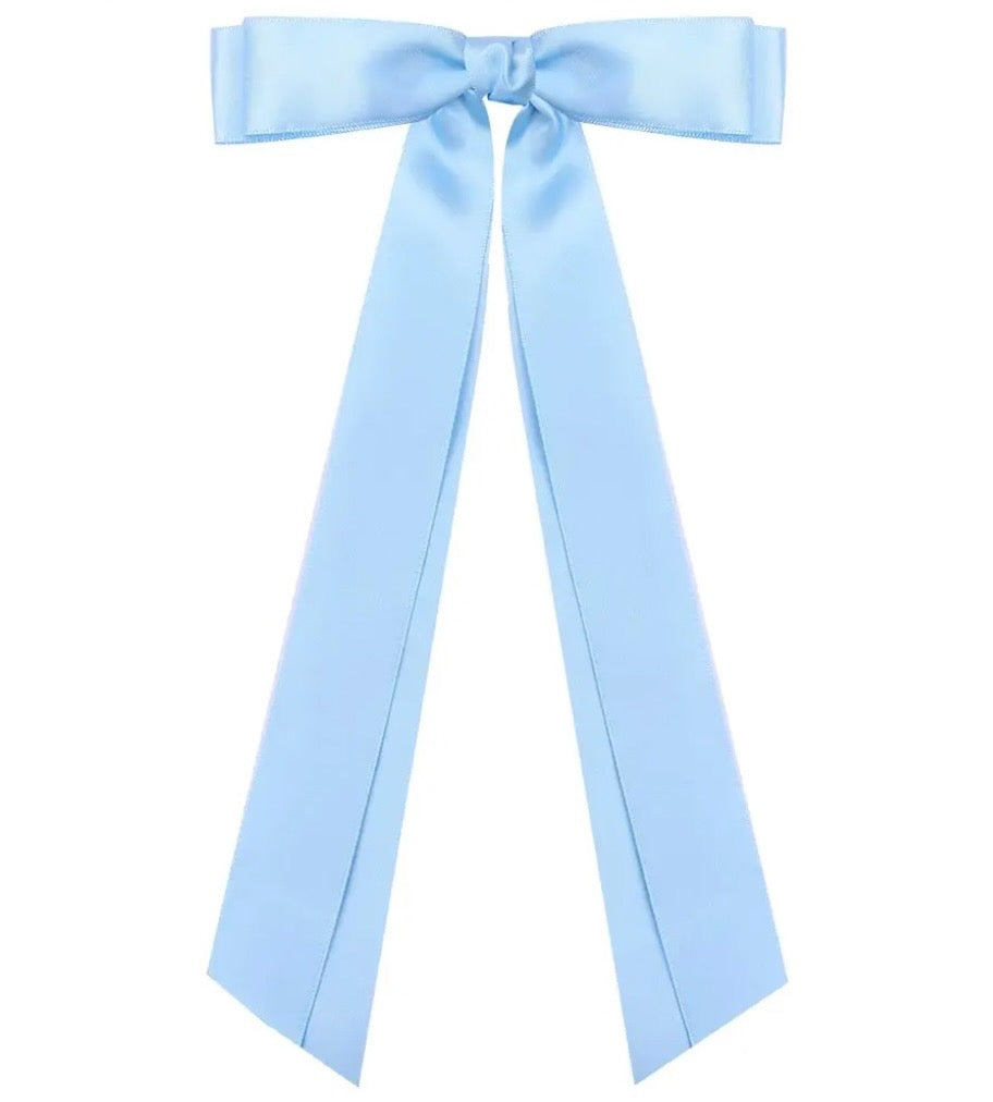 Take a Bow Light Blue Satin Hair Bow - ETA 3/5 **FINAL SALE**