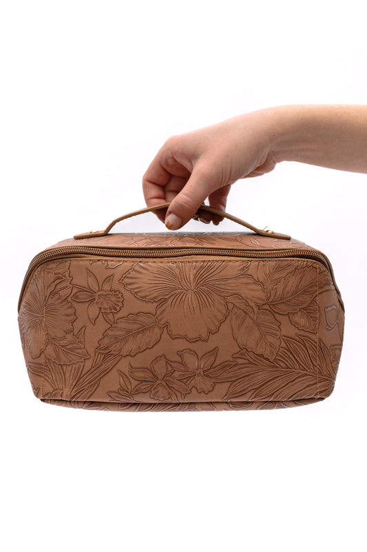 Life In Luxury Large Capacity Cosmetic Bag in Tan **FINAL SALE**