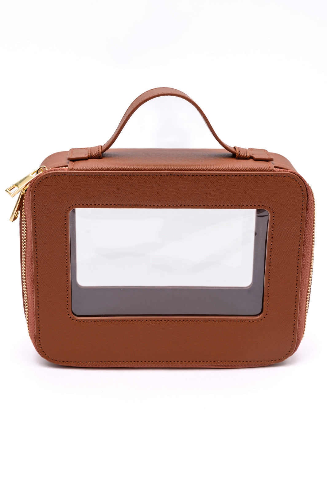PU Leather Travel Cosmetic Case in Camel **FINAL SALE**